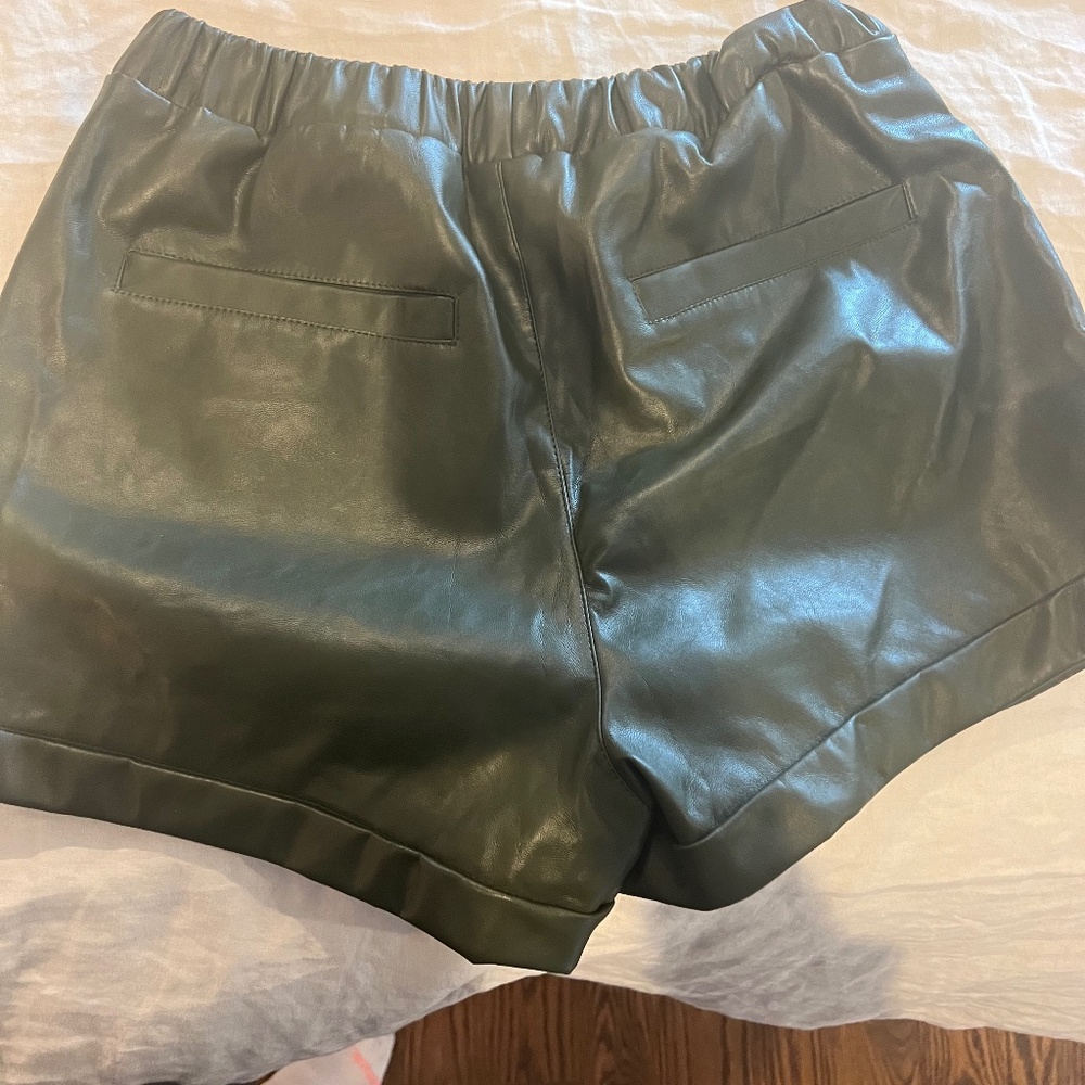 Mustard Seed Green Leather Shorts